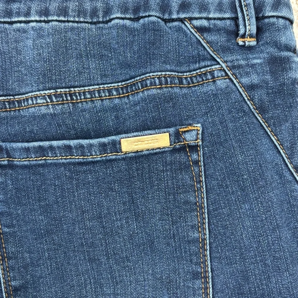 Chico's Jeans Womens 2.5 (14) Blue So Slimming Girlfriend Raw Hem Slim‎ Straight